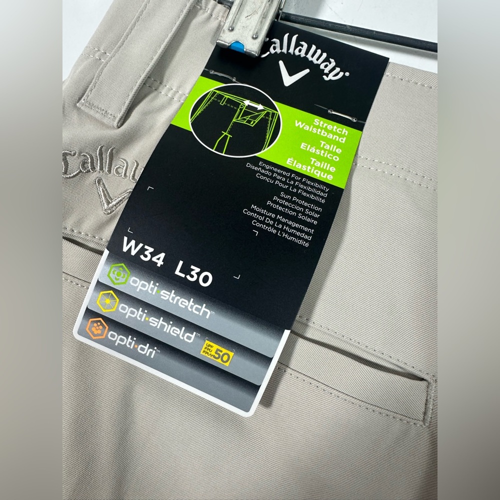 NEW Callaway Men’s Beige Golf Pants 34x30 Stretch Waistband Casual Straight Leg - Picture 7 of 12
